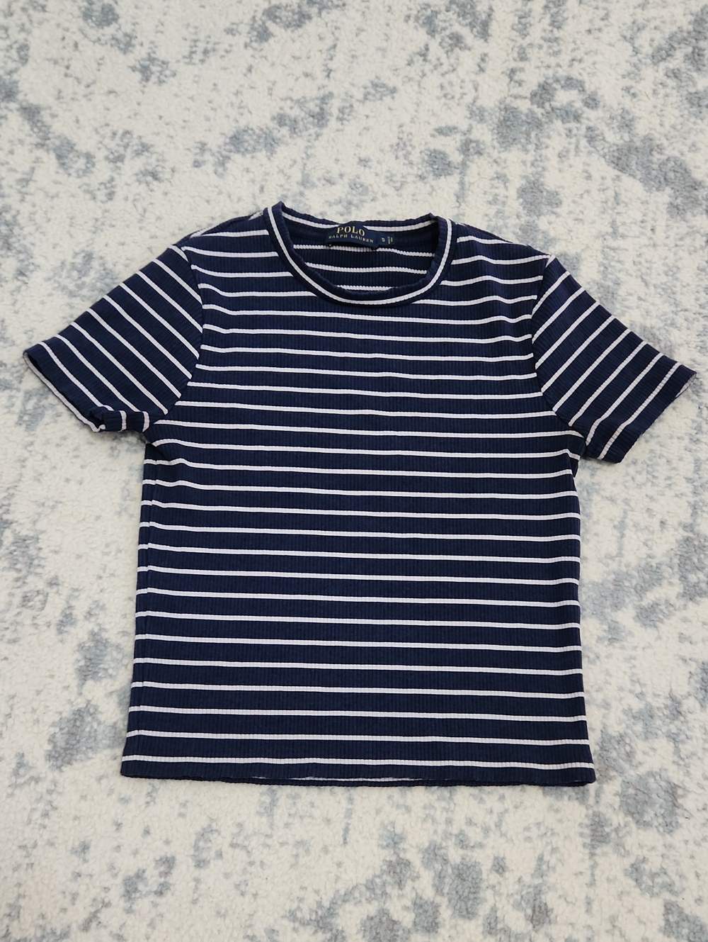 Polo by Ralph Lauren Navy & White Striped Short Sleeve Tee